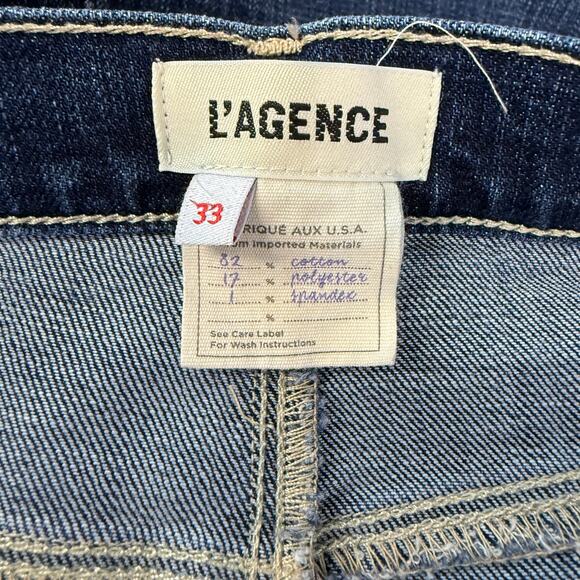 L'AGENCE Womens Alexia High Rise Cropped Cigarette Jeans Size 33 Dark Stretch - Picture 4 of 5